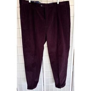 Ralph Lauren Men’s Preppy Burgundy Corduroy Cuffed Career Pants Size 46x34